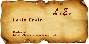 Lapis Ervin névjegykártya
